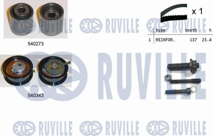Ruville 550017 - Комплект зубчатого ремня ГРМ autospares.lv