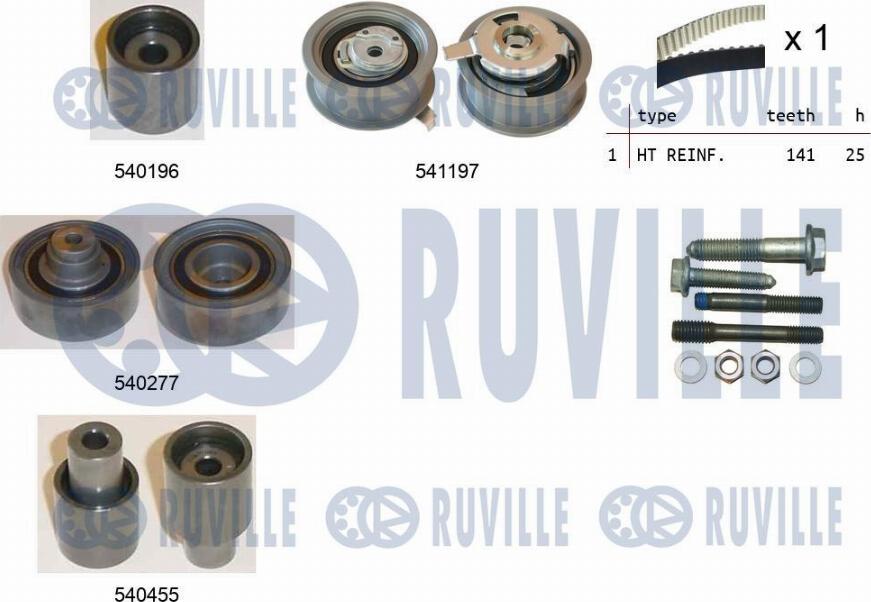 Ruville 550025 - Комплект зубчатого ремня ГРМ autospares.lv