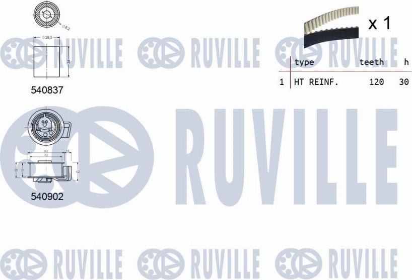 Ruville 550148 - Комплект зубчатого ремня ГРМ autospares.lv