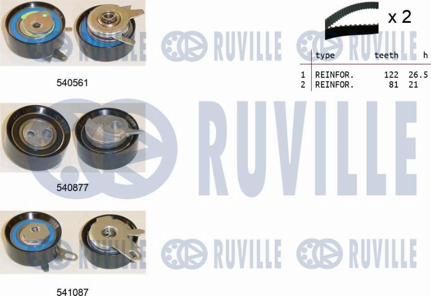 Ruville 550143 - Комплект зубчатого ремня ГРМ autospares.lv