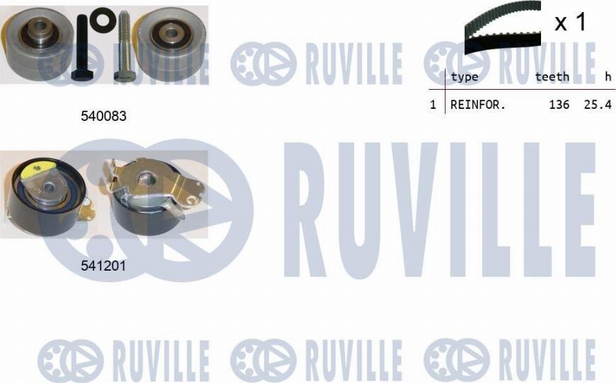 Ruville 550142 - Комплект зубчатого ремня ГРМ autospares.lv