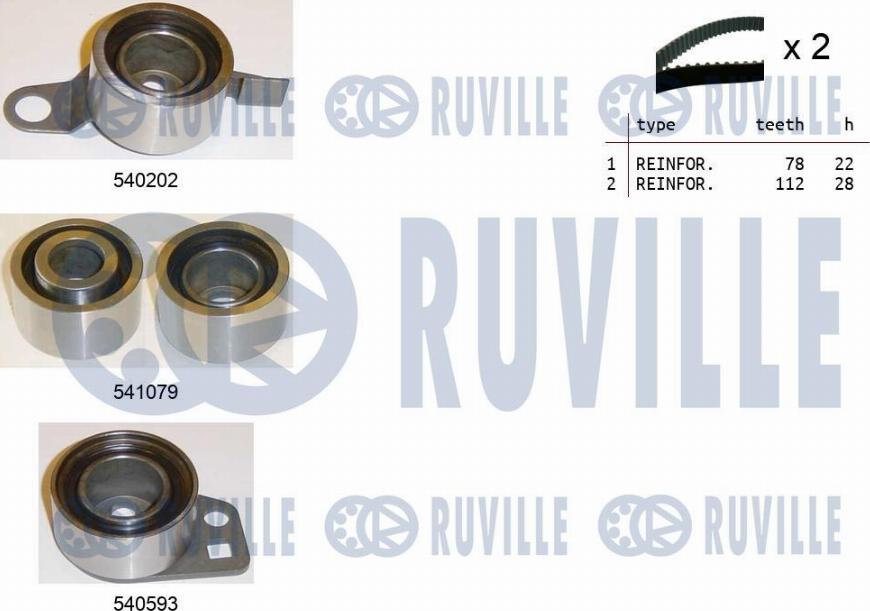 Ruville 550159 - Комплект зубчатого ремня ГРМ autospares.lv