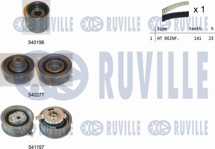 Ruville 550160 - Комплект зубчатого ремня ГРМ autospares.lv