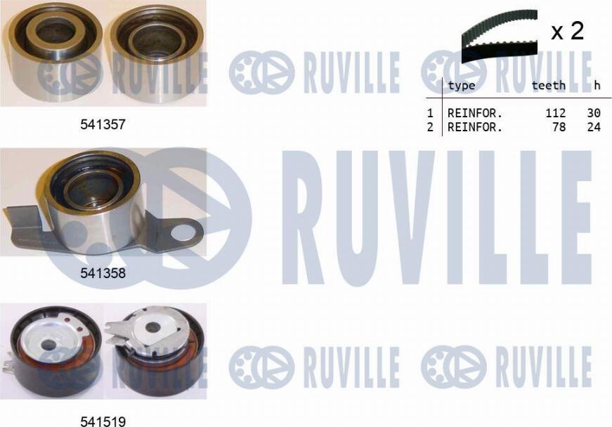 Ruville 550152 - Комплект зубчатого ремня ГРМ autospares.lv