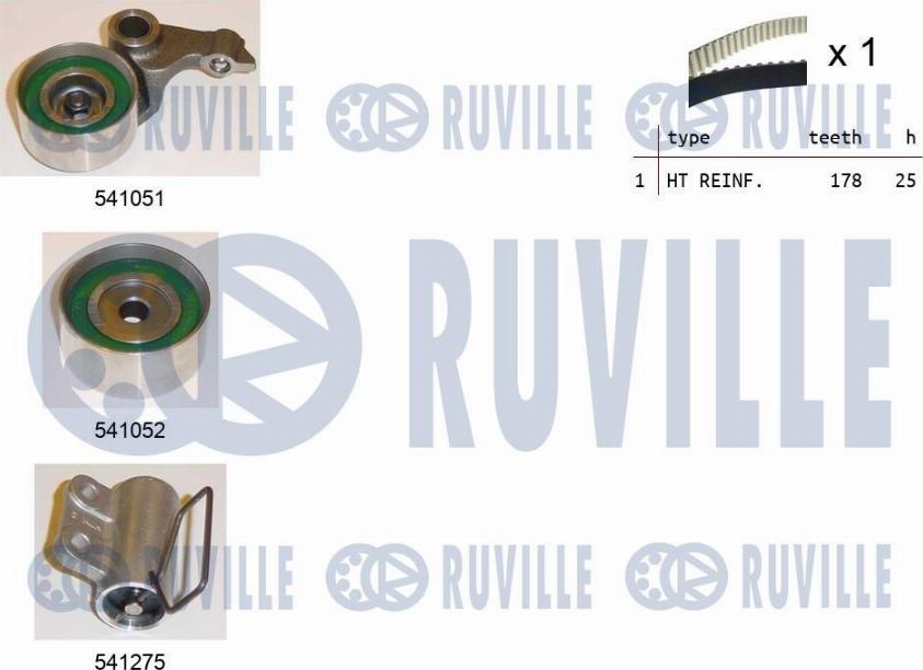 Ruville 550157 - Комплект зубчатого ремня ГРМ autospares.lv