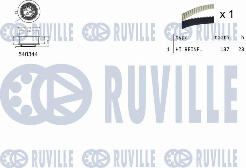 Ruville 550115 - Комплект зубчатого ремня ГРМ autospares.lv