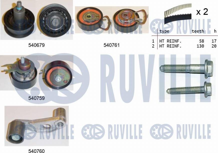 Ruville 550116 - Комплект зубчатого ремня ГРМ autospares.lv
