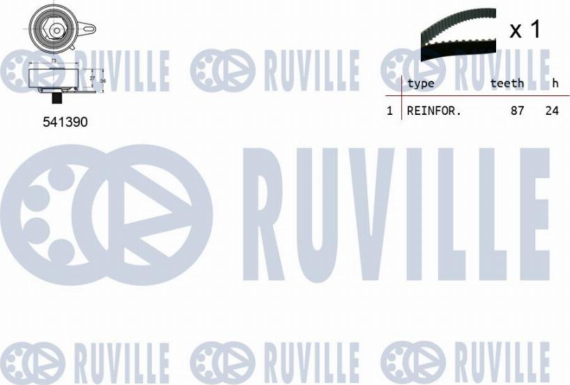 Ruville 550111 - Комплект зубчатого ремня ГРМ autospares.lv