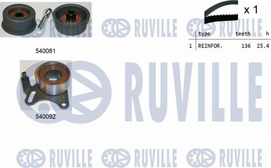 Ruville 550189 - Комплект зубчатого ремня ГРМ autospares.lv