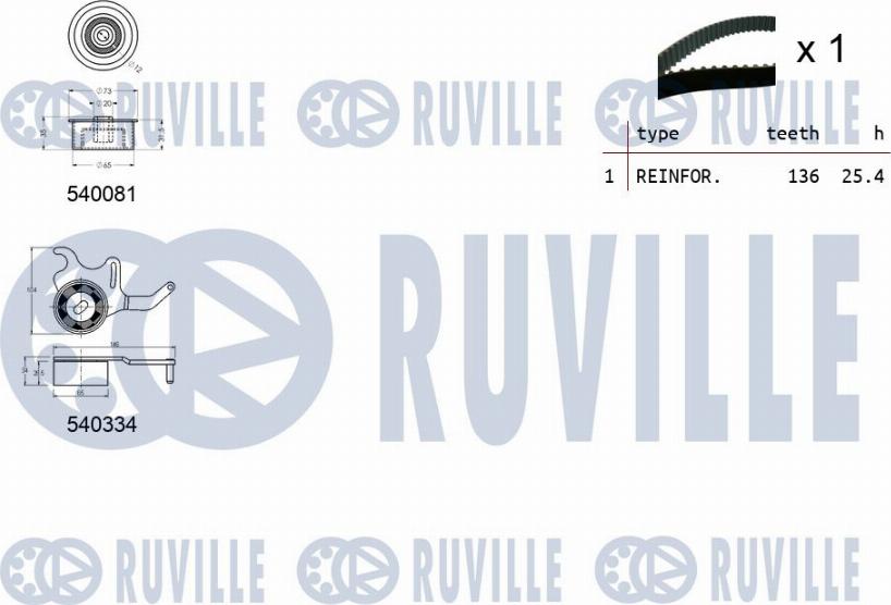 Ruville 550223 - Комплект зубчатого ремня ГРМ autospares.lv