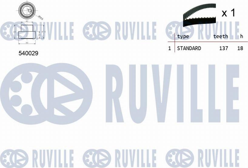 Ruville 550183 - Комплект зубчатого ремня ГРМ autospares.lv