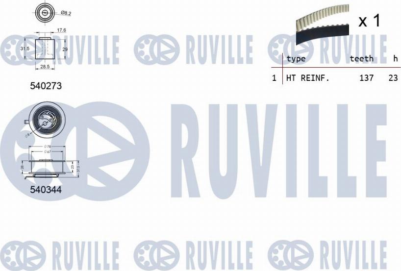 Ruville 550135 - Комплект зубчатого ремня ГРМ autospares.lv
