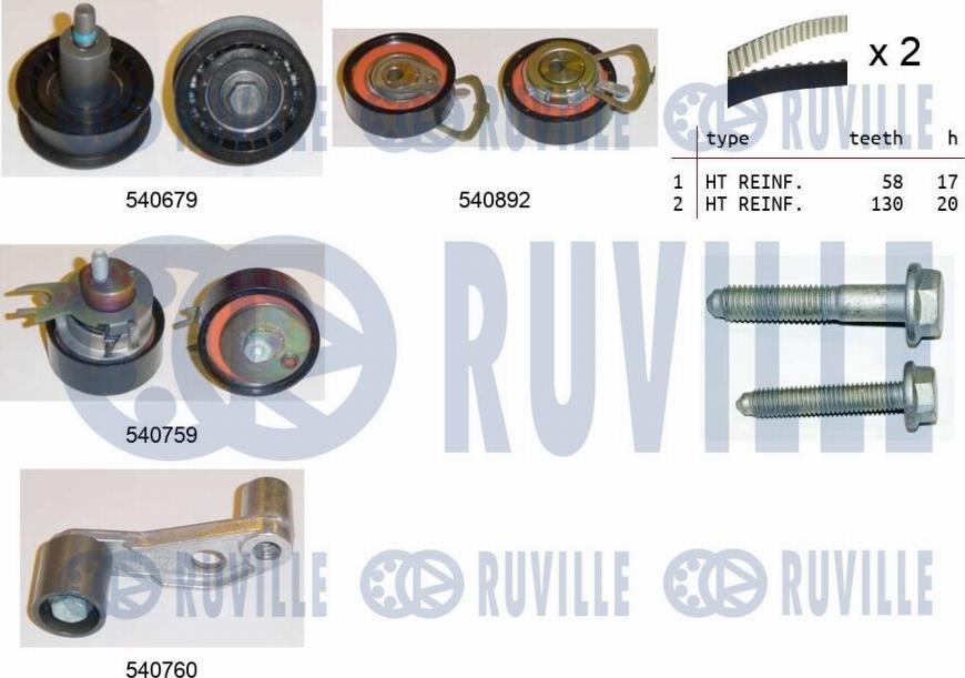 Ruville 550136 - Комплект зубчатого ремня ГРМ autospares.lv