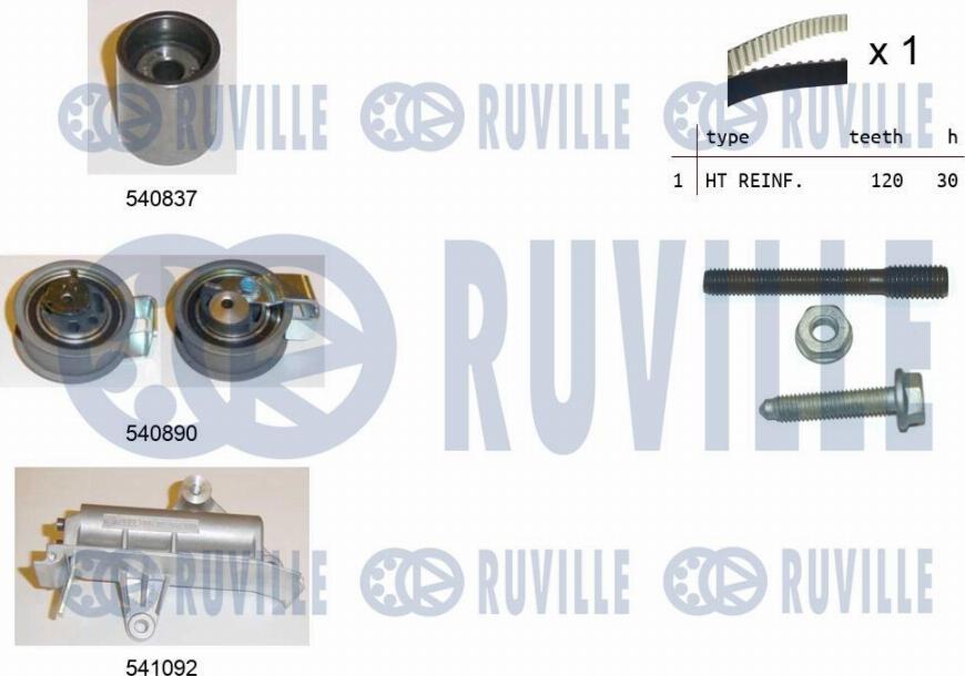 Ruville 550138 - Комплект зубчатого ремня ГРМ autospares.lv