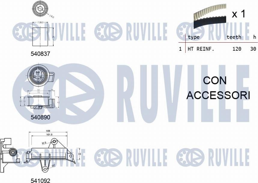 Ruville 550138 - Комплект зубчатого ремня ГРМ autospares.lv