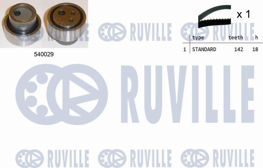 Ruville 550129 - Комплект зубчатого ремня ГРМ autospares.lv