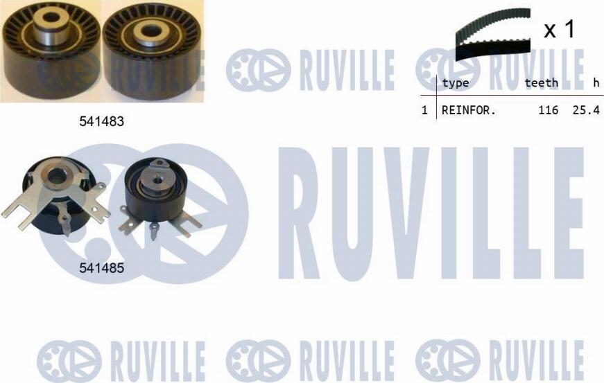 Ruville 550125 - Комплект зубчатого ремня ГРМ autospares.lv