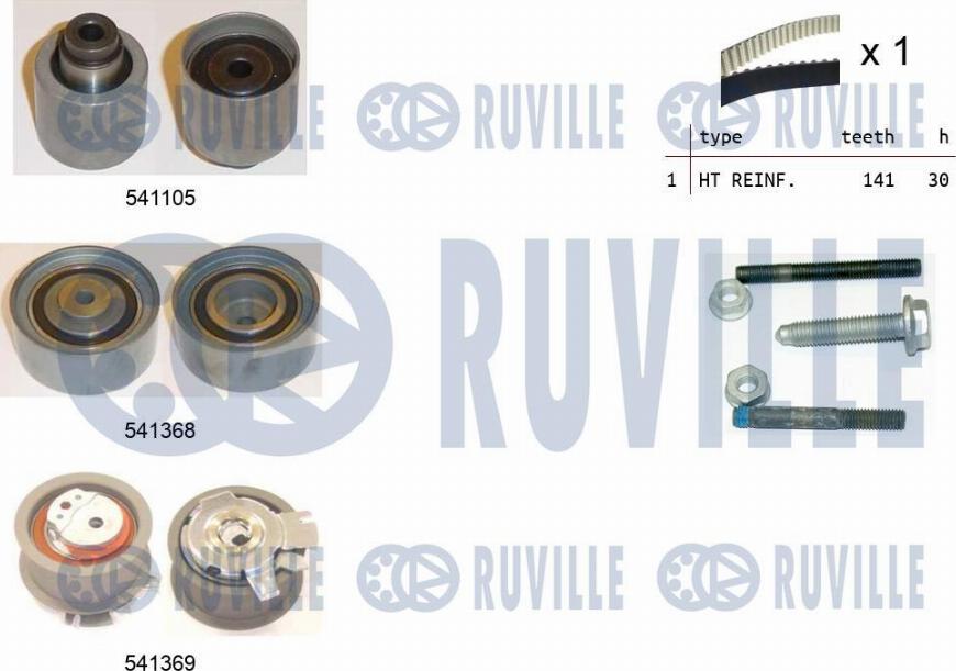 Ruville 550126 - Комплект зубчатого ремня ГРМ autospares.lv