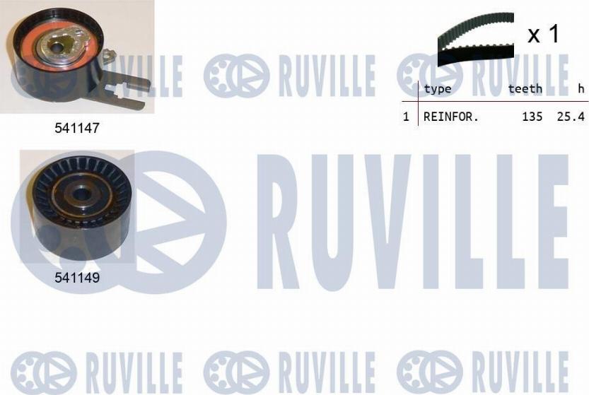 Ruville 550121 - Комплект зубчатого ремня ГРМ autospares.lv