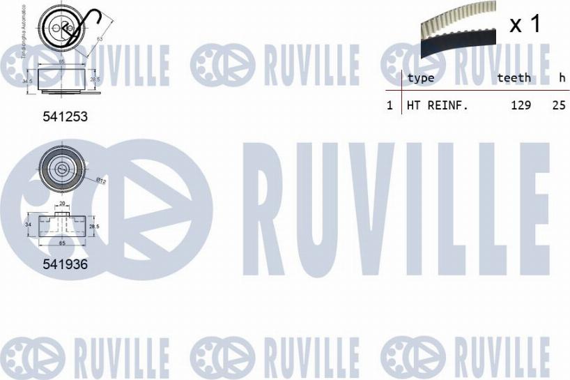 Ruville 550123 - Комплект зубчатого ремня ГРМ autospares.lv