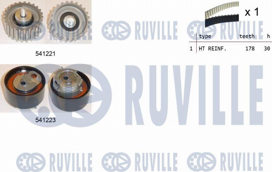 Ruville 550122 - Комплект зубчатого ремня ГРМ autospares.lv