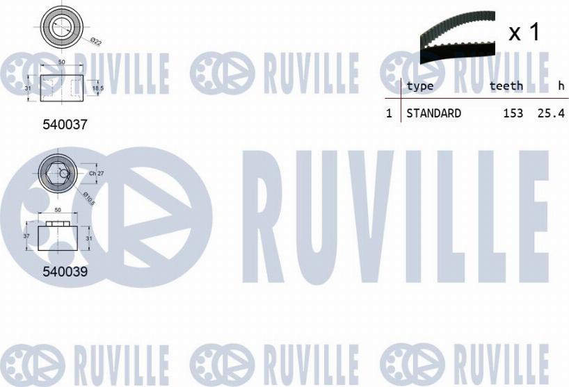 Ruville 550170 - Комплект зубчатого ремня ГРМ autospares.lv