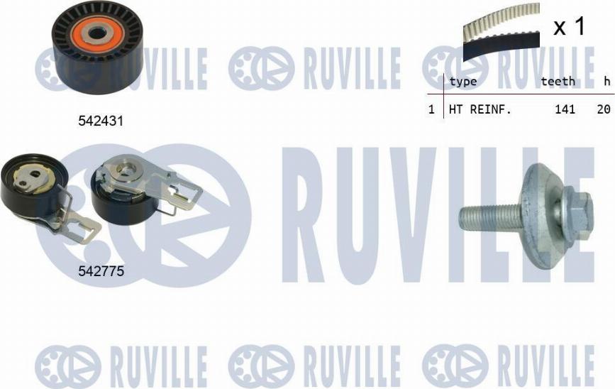Ruville 550395 - Комплект зубчатого ремня ГРМ autospares.lv
