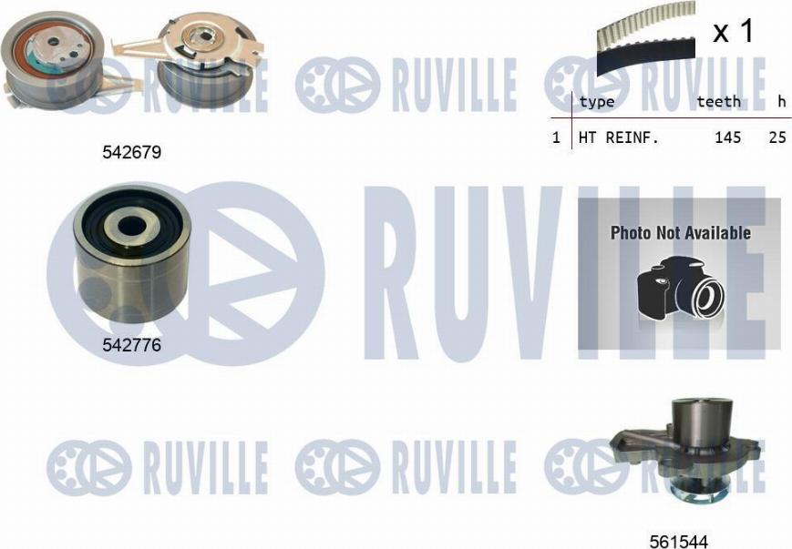 Ruville 5503911 - Водяной насос + комплект зубчатого ремня ГРМ autospares.lv