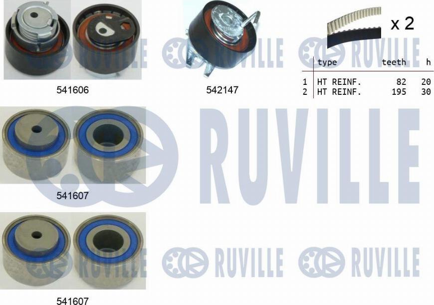 Ruville 550398 - Комплект зубчатого ремня ГРМ autospares.lv