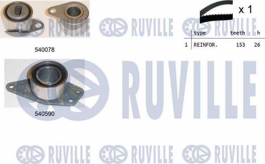 Ruville 550344 - Комплект зубчатого ремня ГРМ autospares.lv