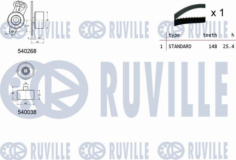 Ruville 550346 - Комплект зубчатого ремня ГРМ autospares.lv