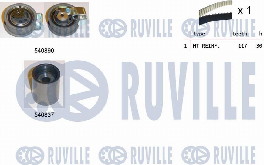 Ruville 550342 - Комплект зубчатого ремня ГРМ autospares.lv