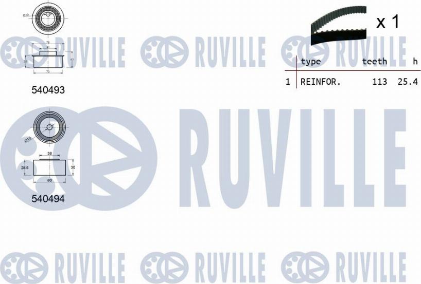 Ruville 550359 - Комплект зубчатого ремня ГРМ autospares.lv