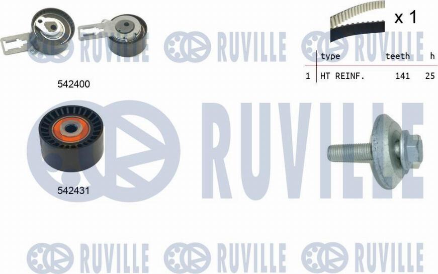 Ruville 550358 - Комплект зубчатого ремня ГРМ autospares.lv