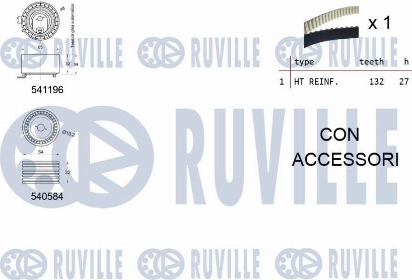 Ruville 550357 - Комплект зубчатого ремня ГРМ autospares.lv