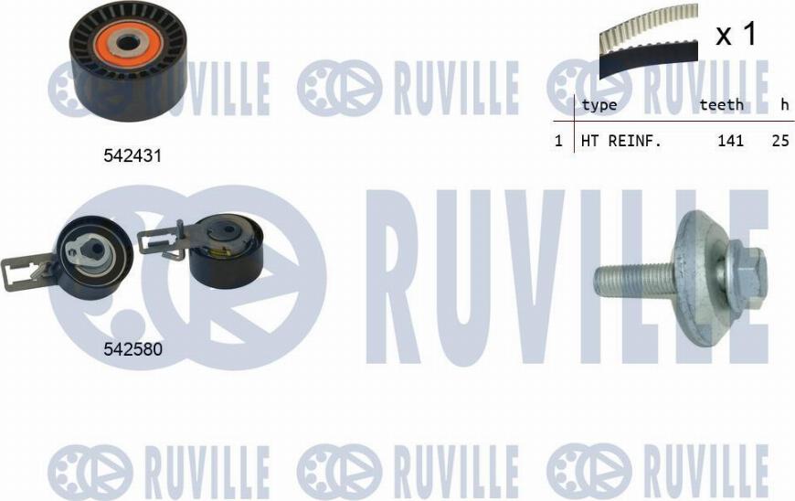 Ruville 550369 - Комплект зубчатого ремня ГРМ autospares.lv