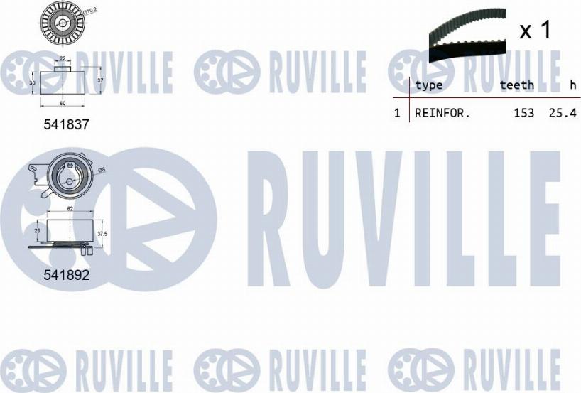 Ruville 550366 - Комплект зубчатого ремня ГРМ autospares.lv