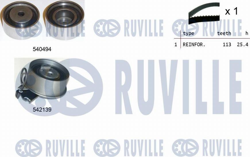 Ruville 550361 - Комплект зубчатого ремня ГРМ autospares.lv