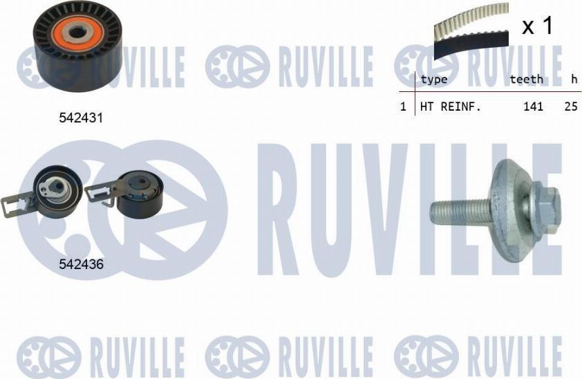 Ruville 550368 - Комплект зубчатого ремня ГРМ autospares.lv