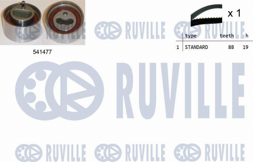 Ruville 550363 - Комплект зубчатого ремня ГРМ autospares.lv