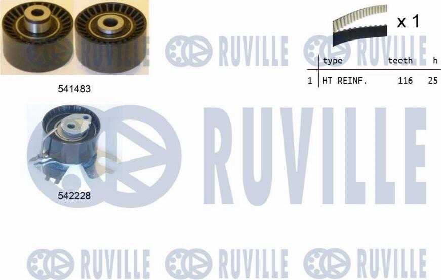 Ruville 550367 - Комплект зубчатого ремня ГРМ autospares.lv
