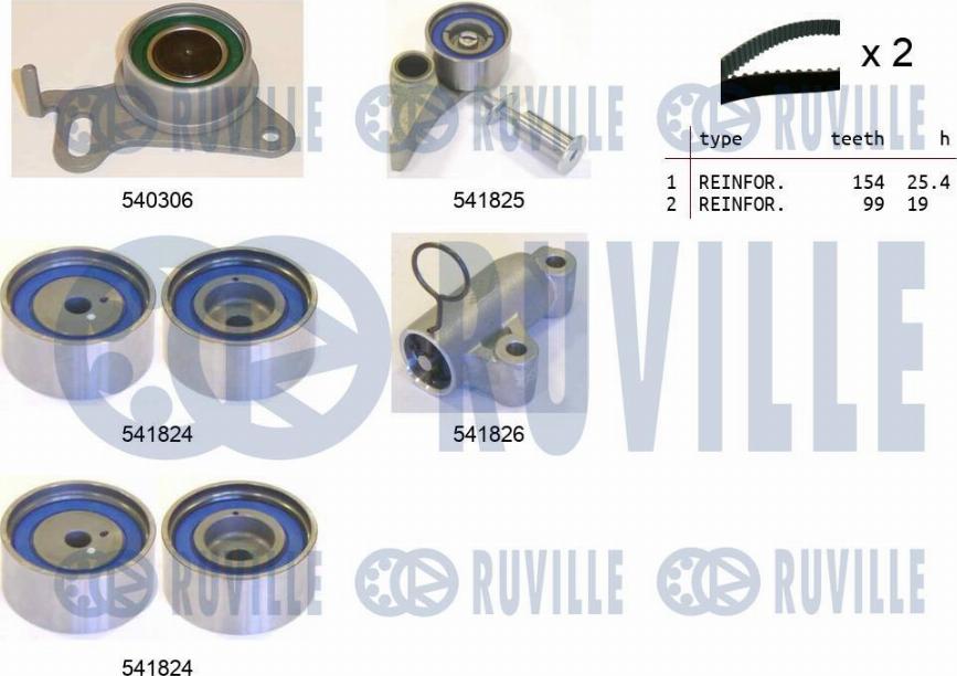 Ruville 550300 - Комплект зубчатого ремня ГРМ autospares.lv
