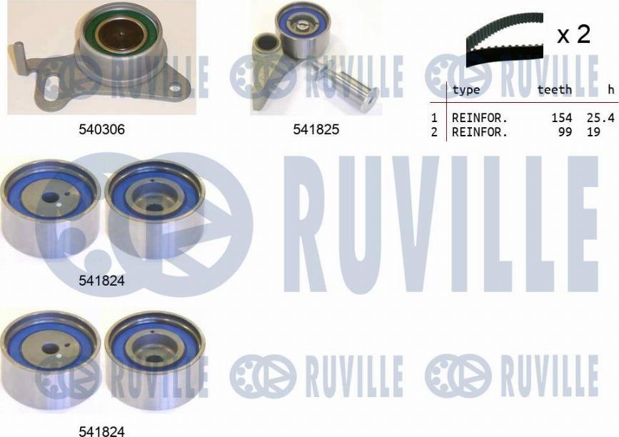 Ruville 550301 - Комплект зубчатого ремня ГРМ autospares.lv