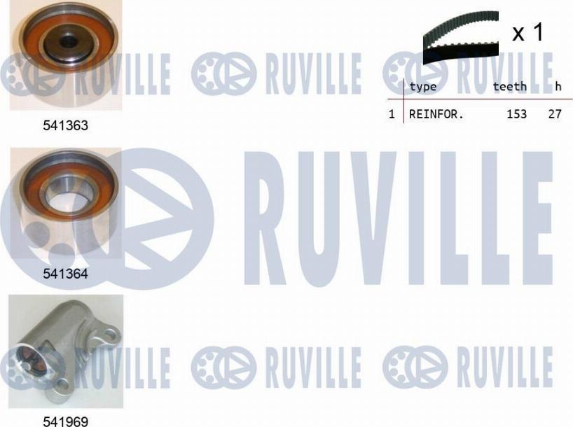 Ruville 550308 - Комплект зубчатого ремня ГРМ autospares.lv