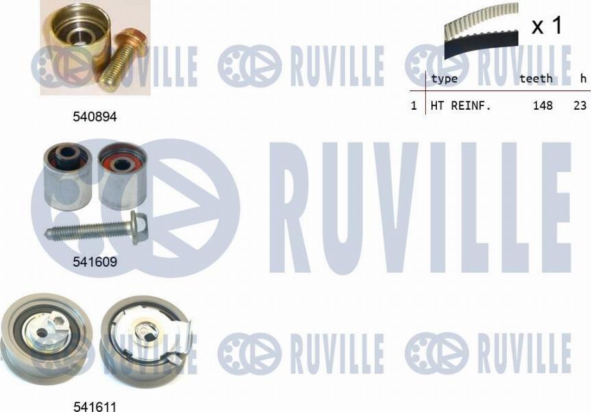 Ruville 550319 - Комплект зубчатого ремня ГРМ autospares.lv