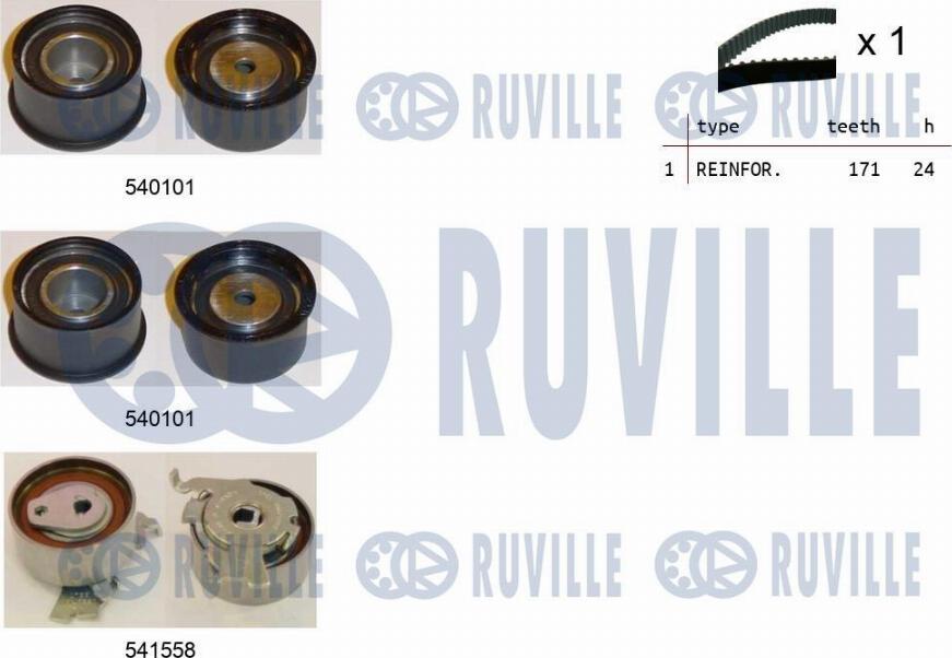 Ruville 550311 - Комплект зубчатого ремня ГРМ autospares.lv