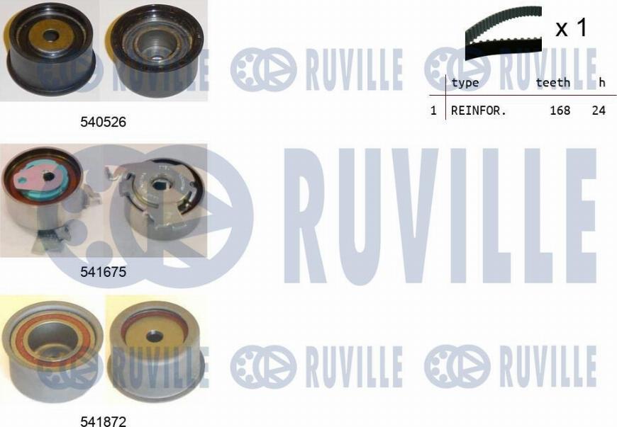 Ruville 550318 - Комплект зубчатого ремня ГРМ autospares.lv