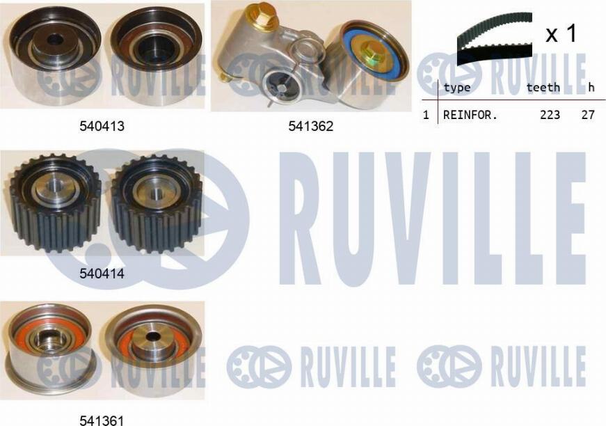 Ruville 550313 - Комплект зубчатого ремня ГРМ autospares.lv