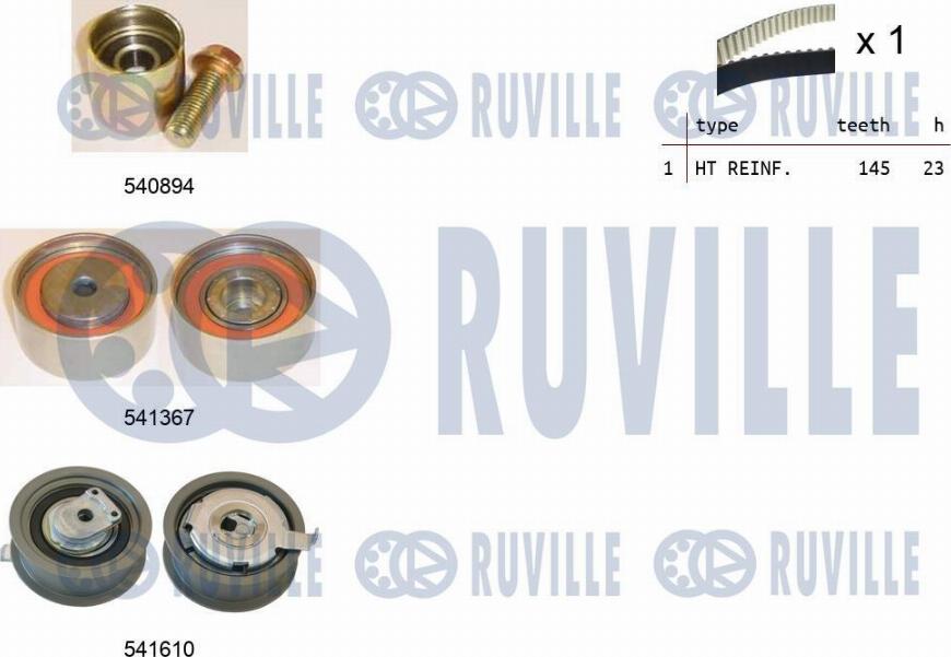 Ruville 550312 - Комплект зубчатого ремня ГРМ autospares.lv