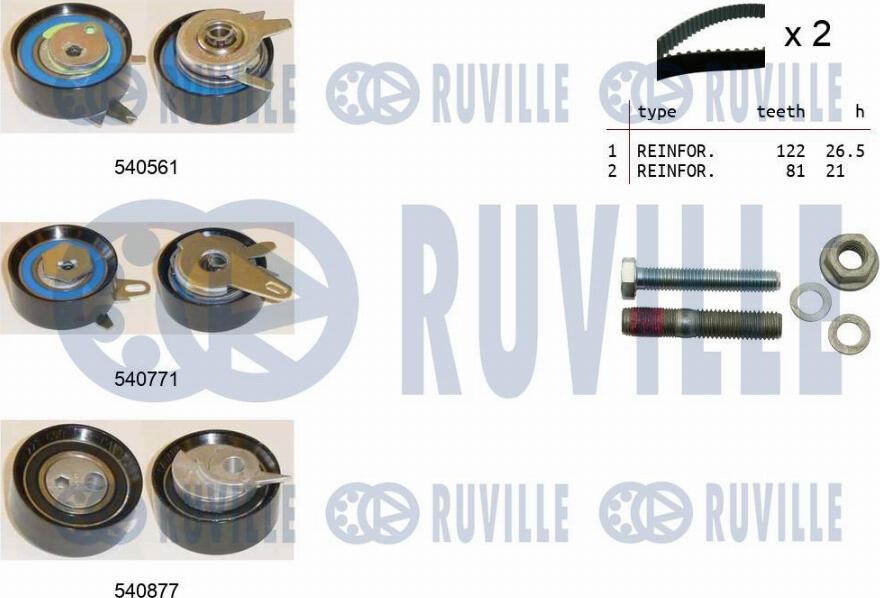 Ruville 550385 - Комплект зубчатого ремня ГРМ autospares.lv